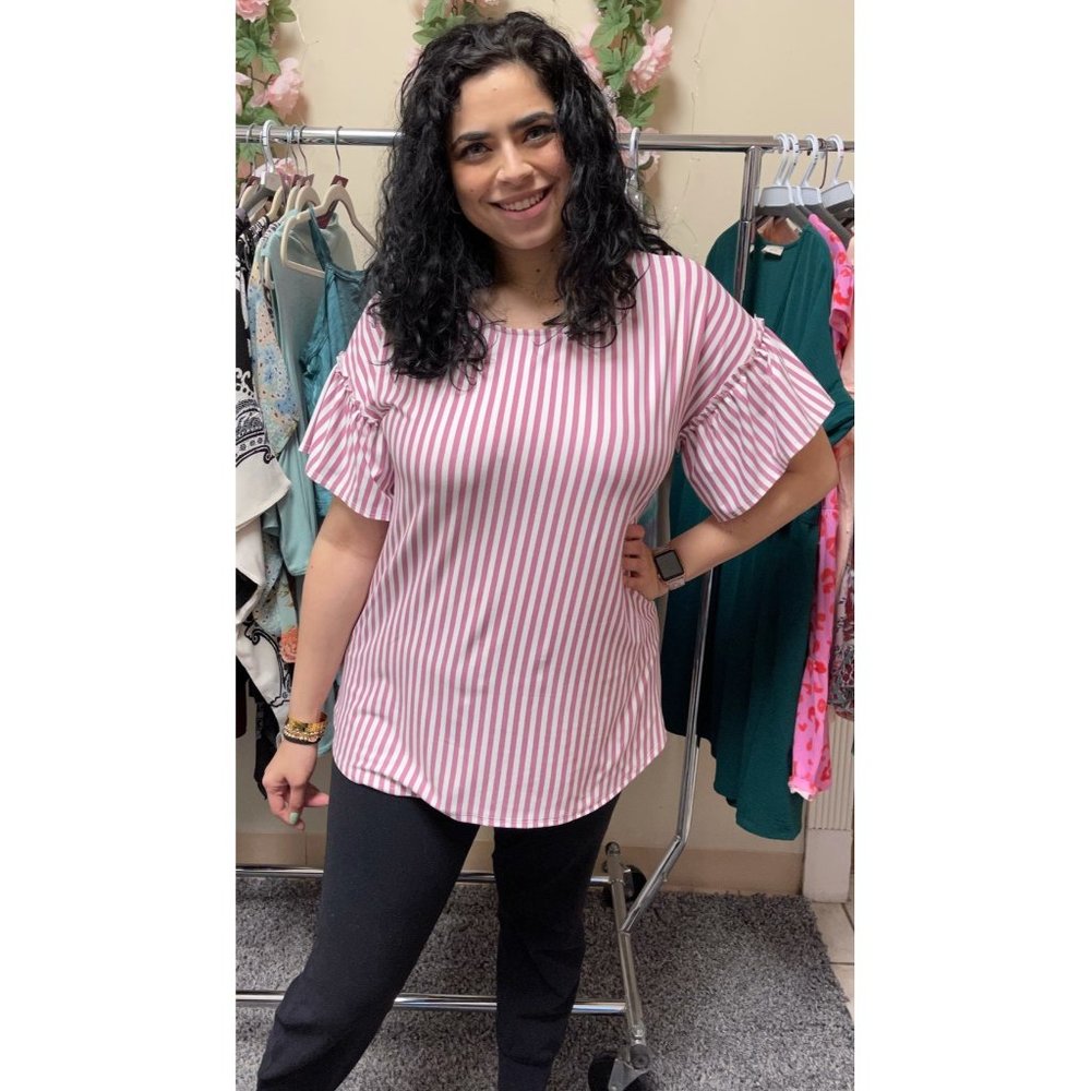 Sew in Love Lavender Stripe Ruffle Top - Picture 4 of 4